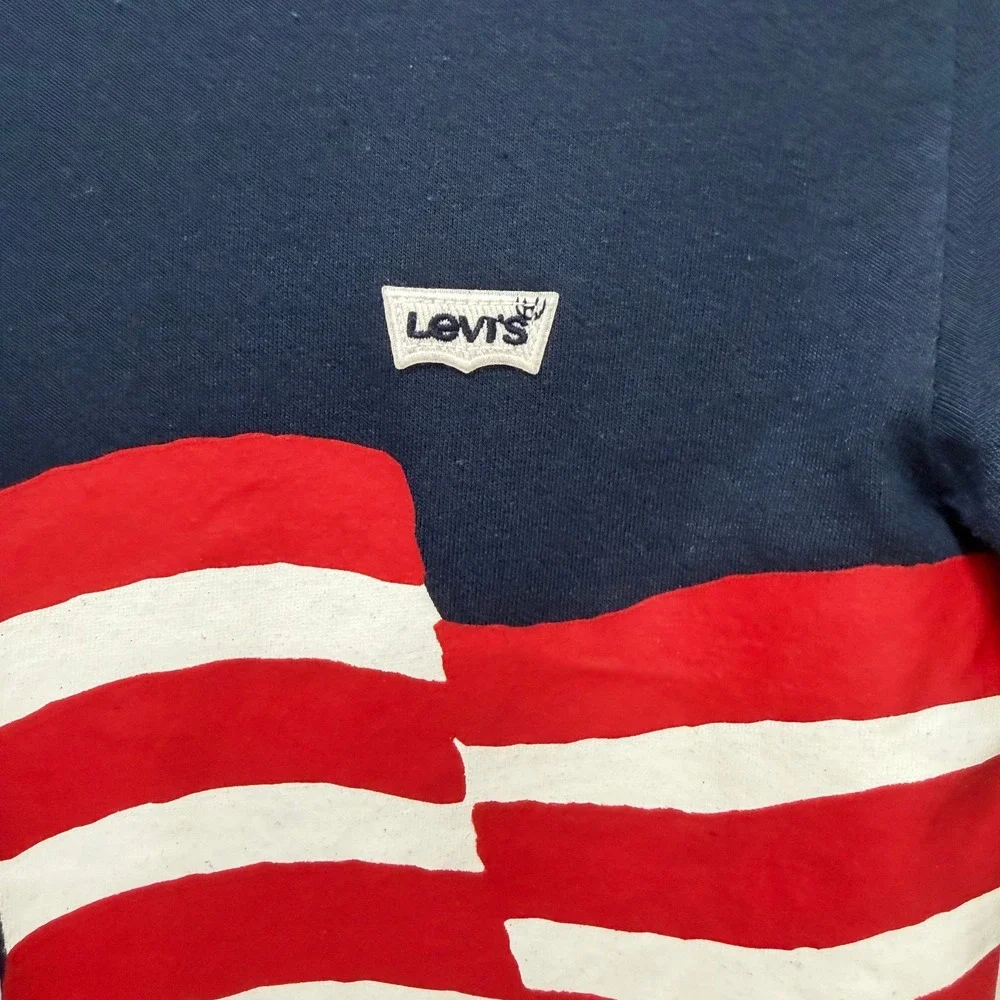 Youth S Levis American Flag Graphic Tee Patriotic‎ Streetwear Y2K Vintage Style